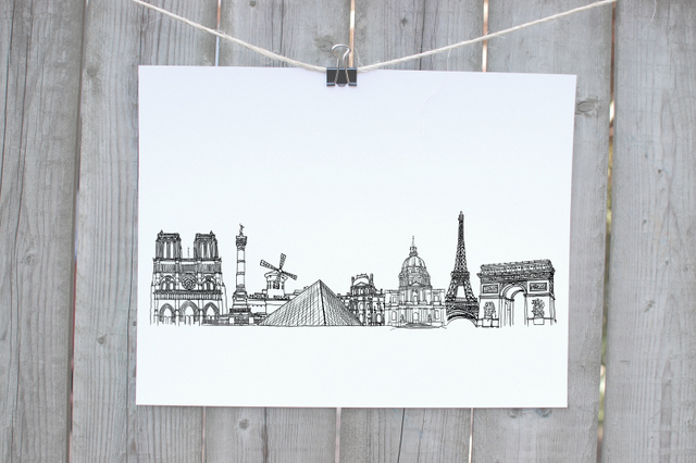 Paris Landmarks Print-Downtown Doodler