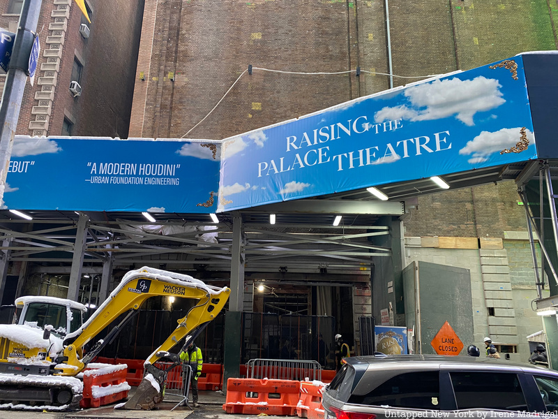 Sign advertising the ascent of the Palace Theatre.