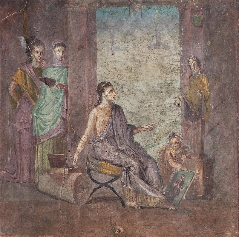 fresque de l'exposition Pompéi en couleur