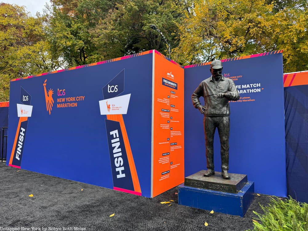 Fred Lebow Statue at NYC Marathon Finish Line