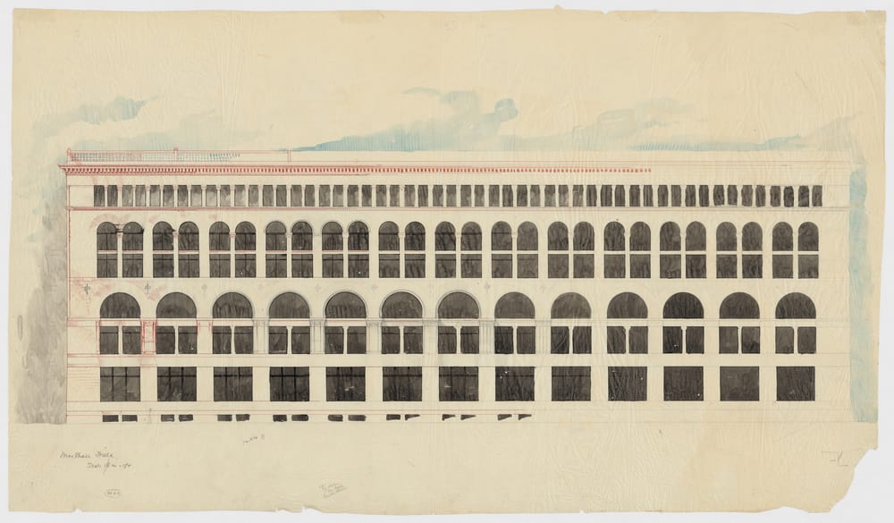 Marshall Field Wholesale Store, Chicago, study of front (Adams Street) elevation.