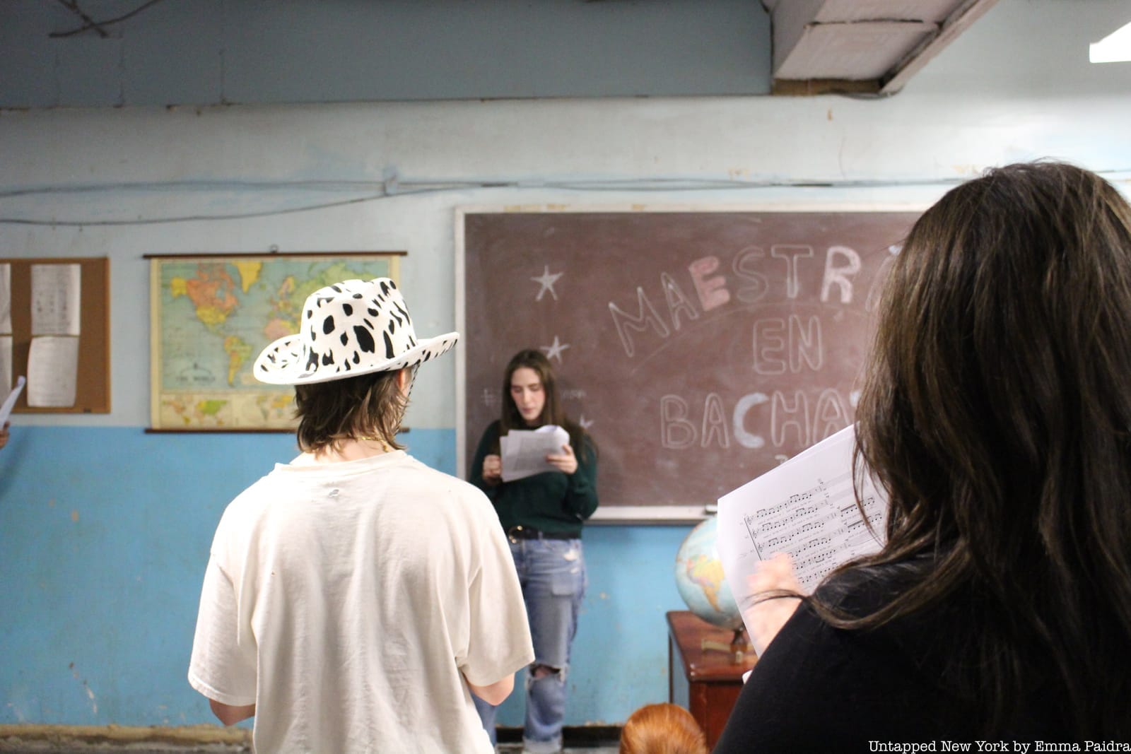 One-Day Choir participants rehearsing in a small group