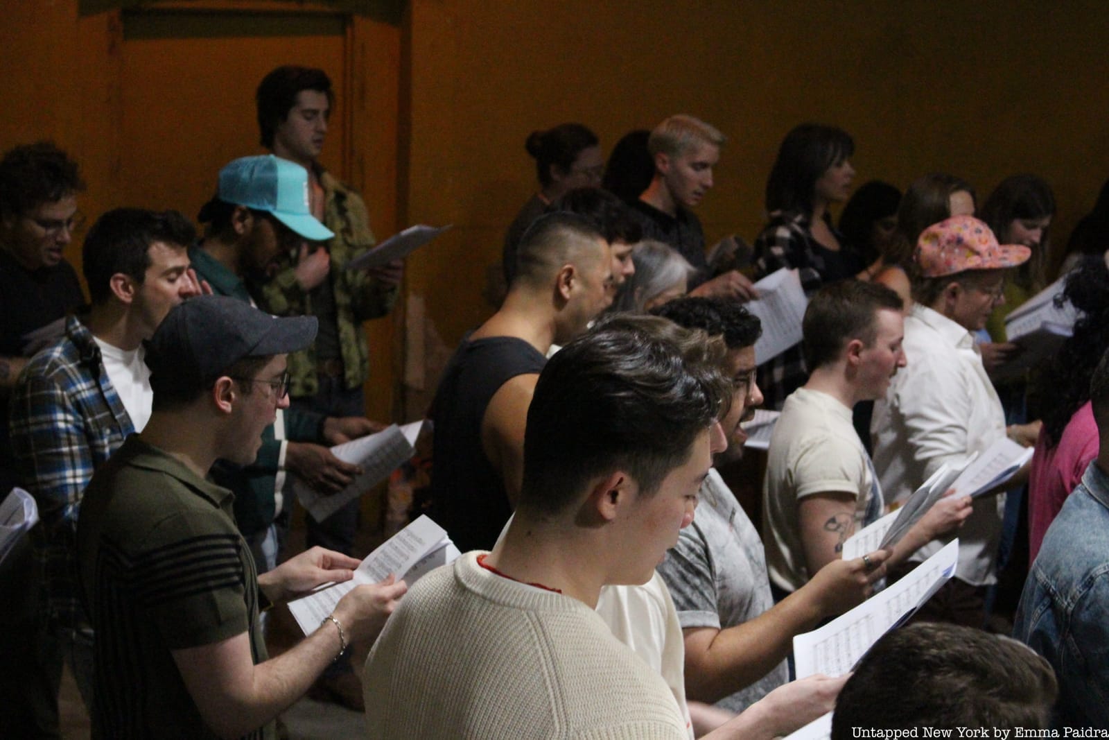 A newly-formed choir section practicing together.