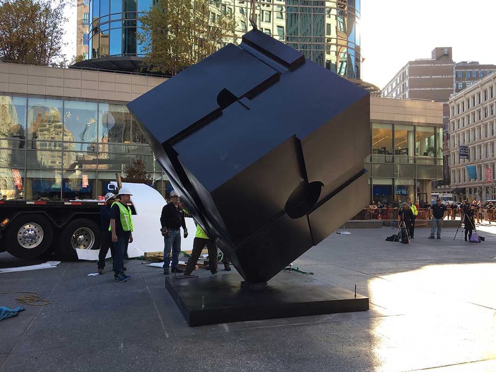 Video Watch the Astor Place Cube Get Reinstalled in the East Village
