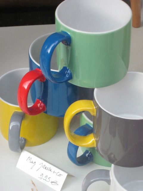 Multicolor mugs at Le Rocketship Café Paris