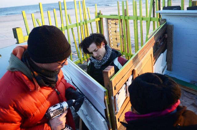 TJ Volonis, Anthony Illiano & Athena Azevedo at Far Rockaway. Photograph by Sarah Grile.