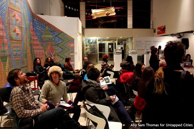 A good crowd braved the cold to attend the Death Match debate at The Clock Tower in Long Island City.