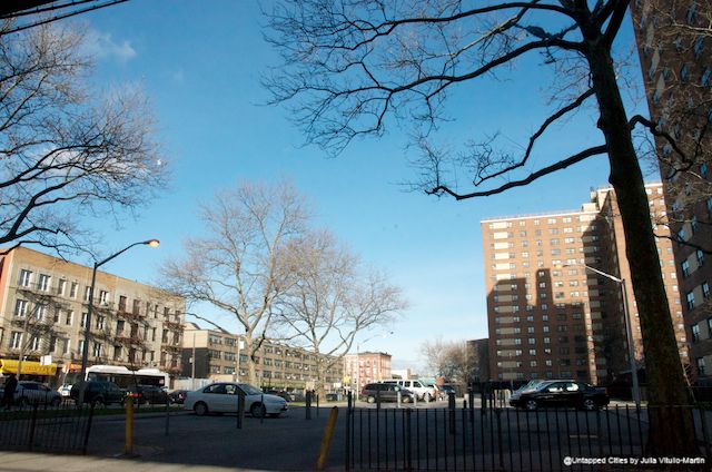 Instead of being a welcoming presence for residents and visitors, the forlorn entrance to Tilden Houses is devoted to parking and garbage collection.