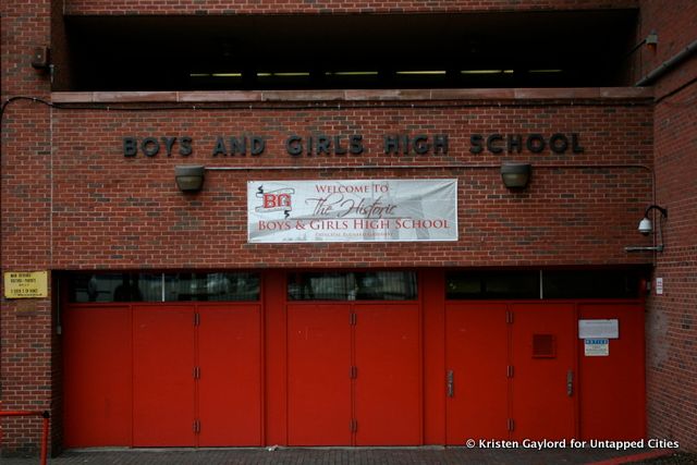 The literally named Boys and Girls High School at Fulton Street and Stuyvesant Avenue.