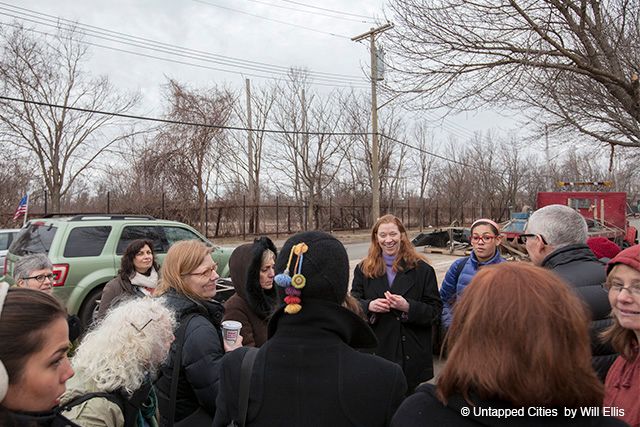 Melanie Cohn leads a walking tour through Cedar Grove. 