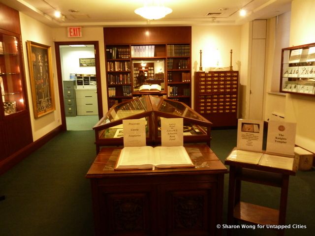 One of the Masonic Library's glass display cases