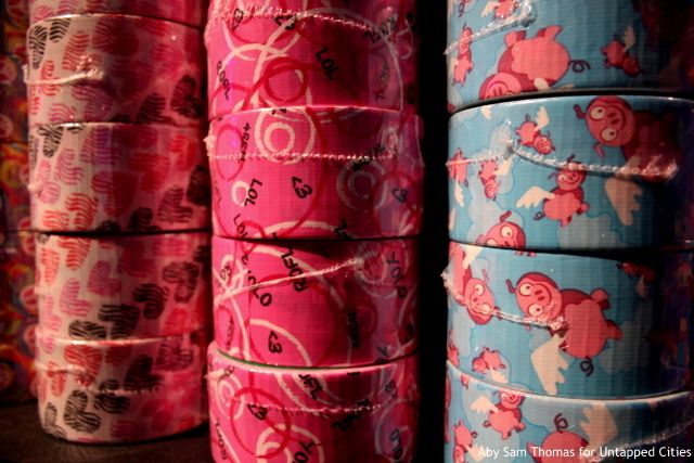 Some of the quirky patterns at the store--the flying pigs design is one of Duck Tape senior category manager Ami DeWille's favorites.