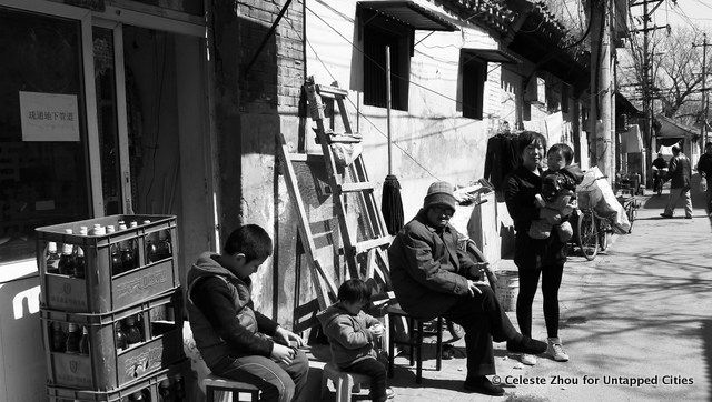 Childs, women and older people enjoy sunshine in a lazy afternoon.