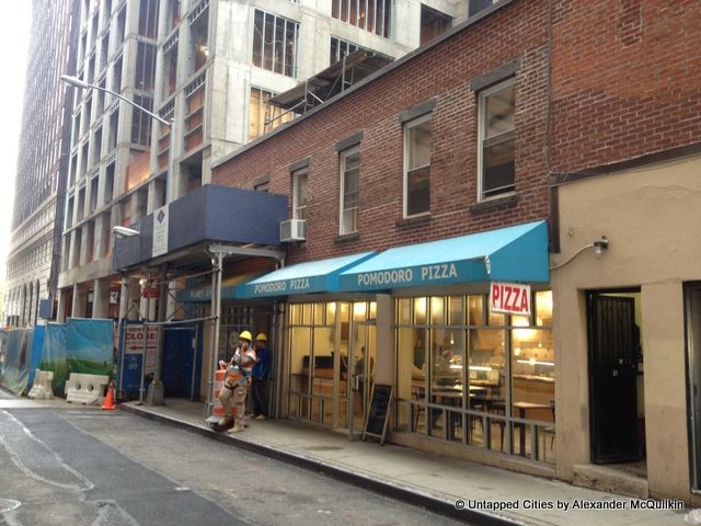 This pizza joint on Rector Street used to house one of the last remaining lingerie shops that proliferated in the neighborhood