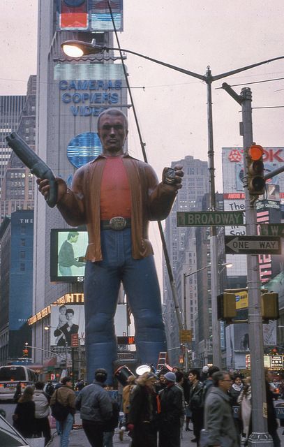 Times Square giant statue NYC 1990s Gregroire Alessandrini Untapped Cities