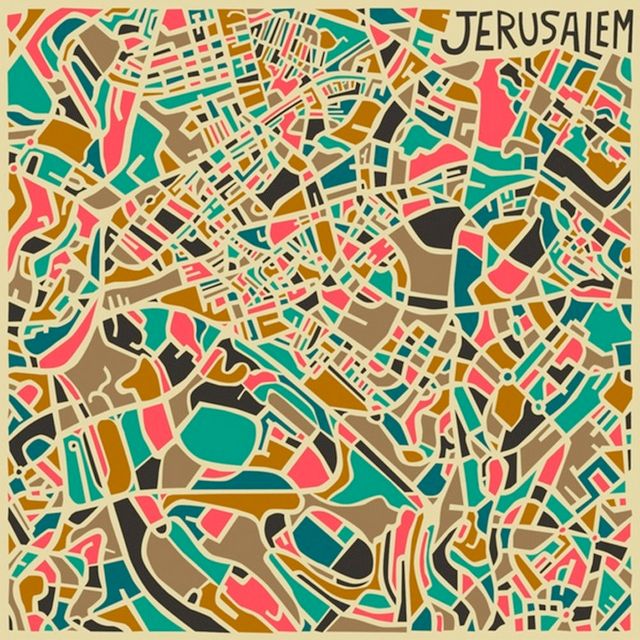 Jazzberry Blue-Jerusalem-Modern Abstract City Map