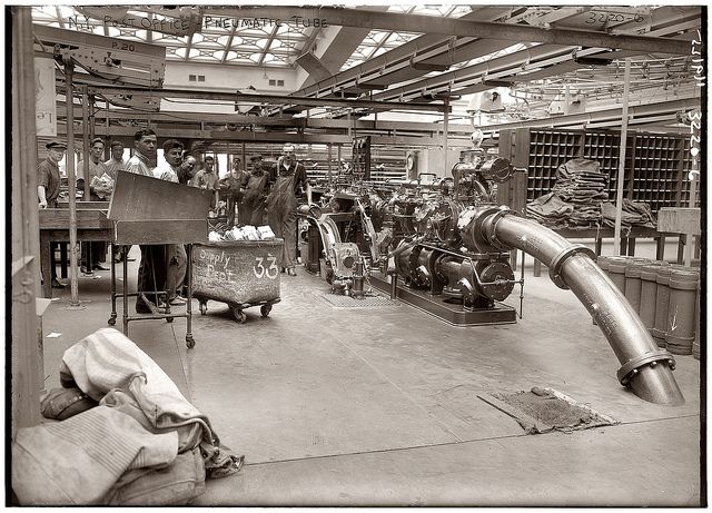 "N.Y. Post Office Pneumatic Tube" c. 1912. G.G. Bain Collection.