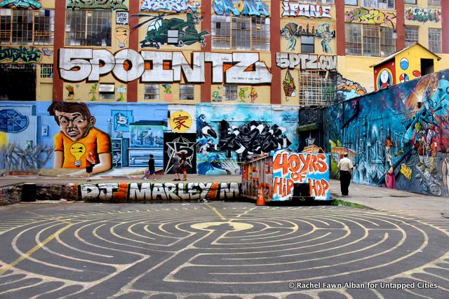 5 Pointz loading dock, and the labyrinth in the parking lot.