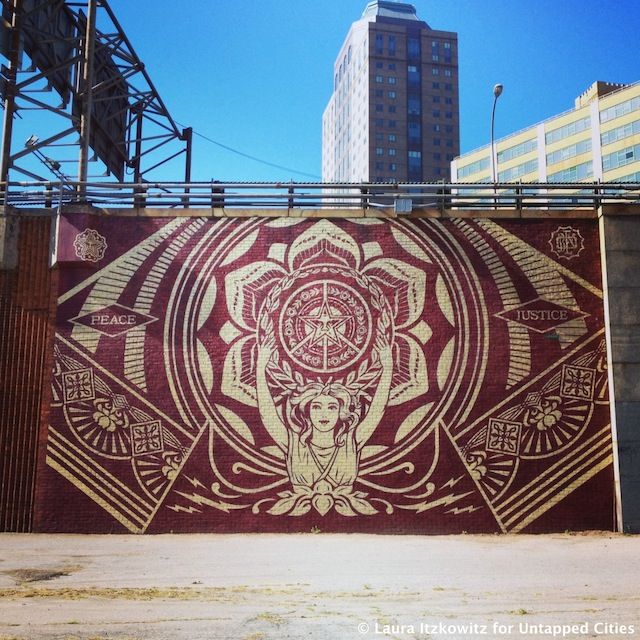 Shepard Fairey Dumbo mural BQE Brooklyn NYC Untapped Cities