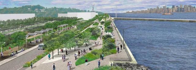 artist rendering of the new Stapleton Waterfront Esplanade. via NYCEDC