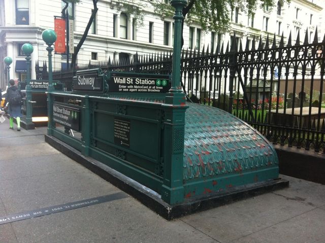 Wall Street-Vintage Subway Entrance-4-5-Trains-NYC