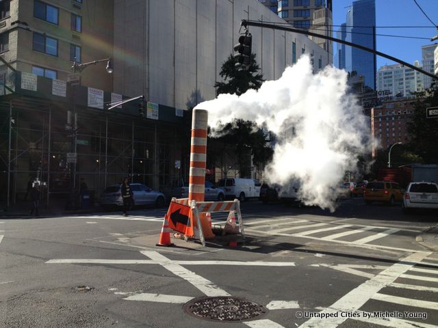 Steam System NYC-Orange White Cone-Street-Manhattan