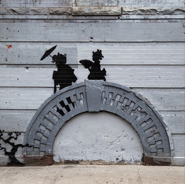 A Banksy painting in Bedford-Stuyvesant