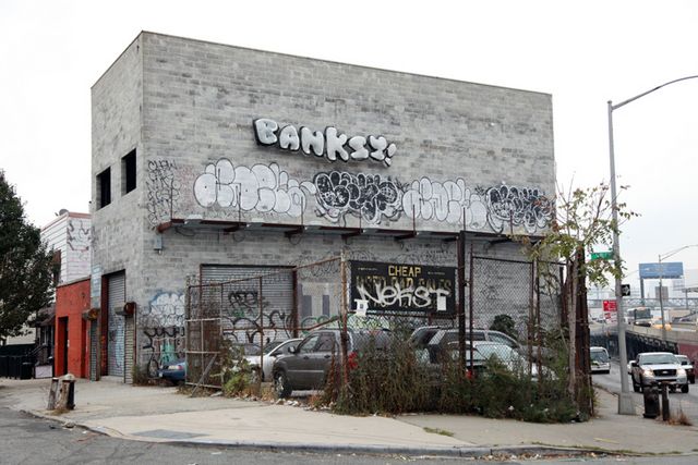 Banksy-Queens-Inflatable Throw-Up-NYC-Long Island Expressway-2