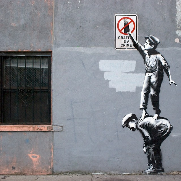 BanksyNYC-Banksy-Graffiti is a Crime-Chinatown-NYC