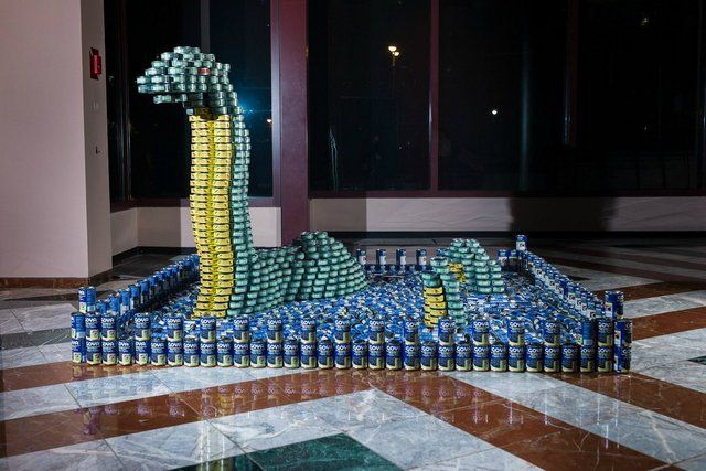 Canstruction-Lochness Monster-The LoCANness Monster-Robert Silman Associates-Brookfield Place-World Finanial Center-NYC