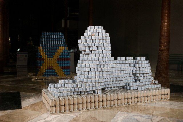 Canstruction-Sphinx-Patience and Fortitude-WJE Engineers & Architects P.C.-Brookfield Place-World Finanial Center-NYC