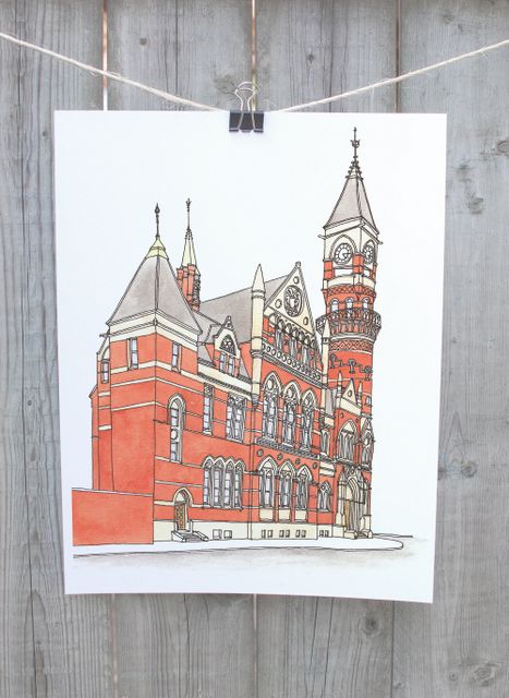 Jefferson Market Library Print Greenwich Village Downtown Doodler