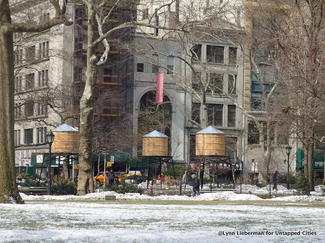 A view of the installation looking West at what was the famous Fifth Avenue Hotel