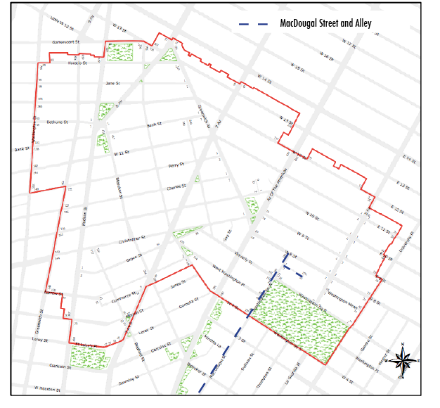 Greenwich Village Map with Macdougal Street Highlighted