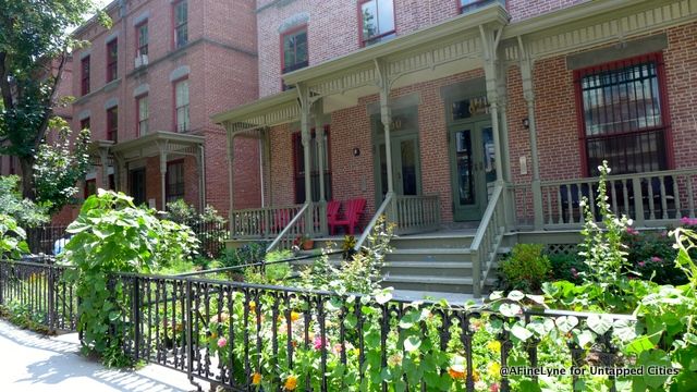 There are 28 semi-attached houses with wooden porches