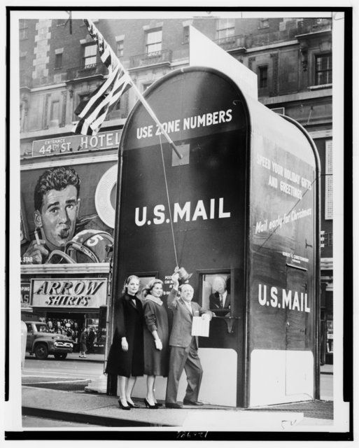 Times Square-Oversized US Mail Post Office-Millette Alexander and Louise King, and Ted Lewis-1961-NYC