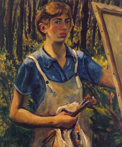 Self portrait (1930) of Lee Krasner, oil on linen