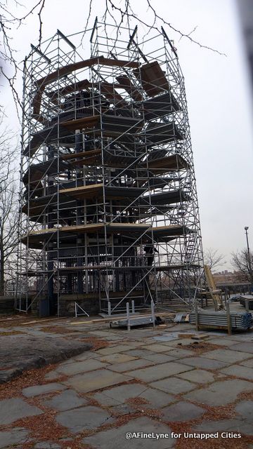 Scaffolding started going up around the watchtower on December 26th