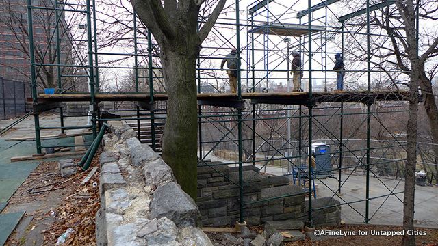 Extended scaffolding down to another level of the Acropolis