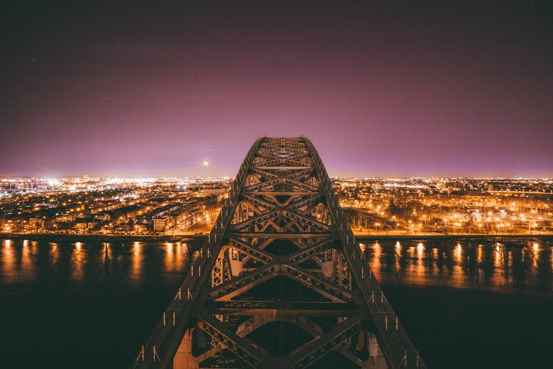 Hell Gate Bridge at night