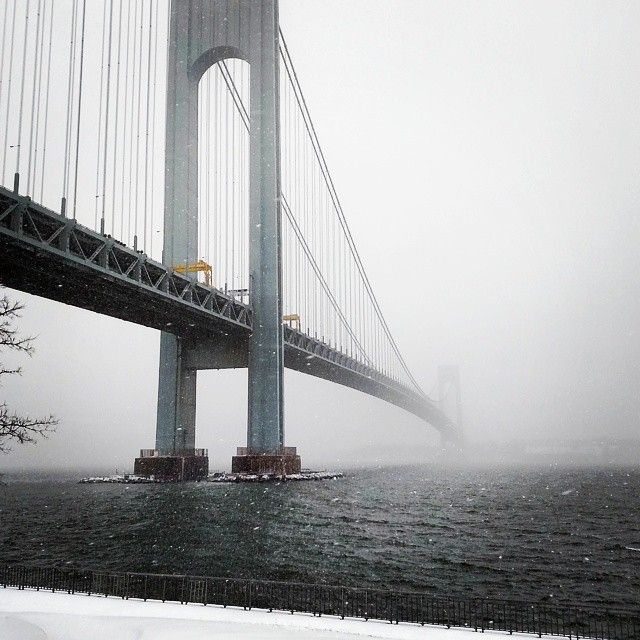 UntappedCities BigScreen Instagram Contest Photo, Bridge, NYC, snow,storm, nature, beauty, water, mist, NYC weather,cold , bridge shot