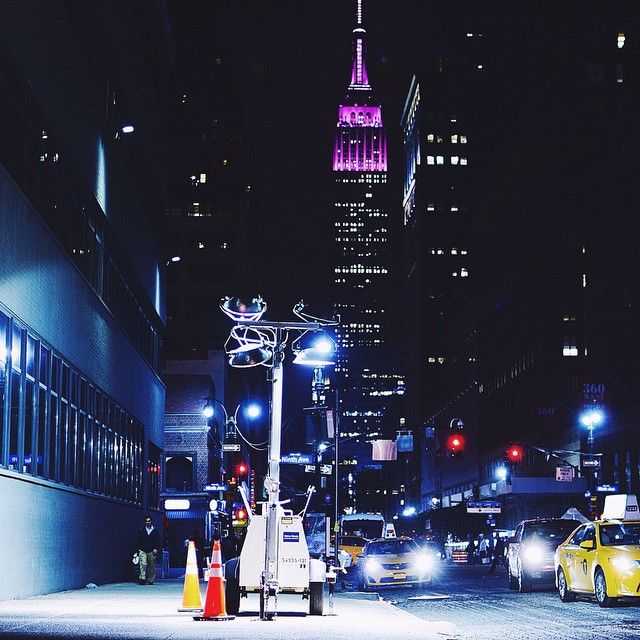 UntappedCities BigScreen Instagram Contest Photo, NYC, night life, lights, Empire State Building, city, streets, bright lights, taxi, city that never sleeps