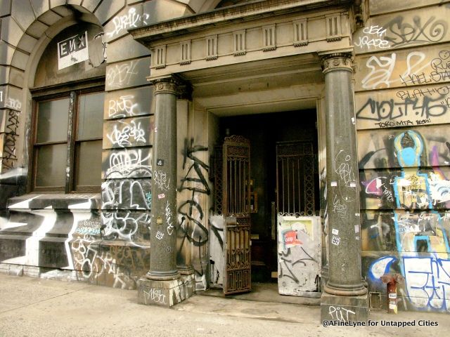 Side entrance to the building on Bowery Street