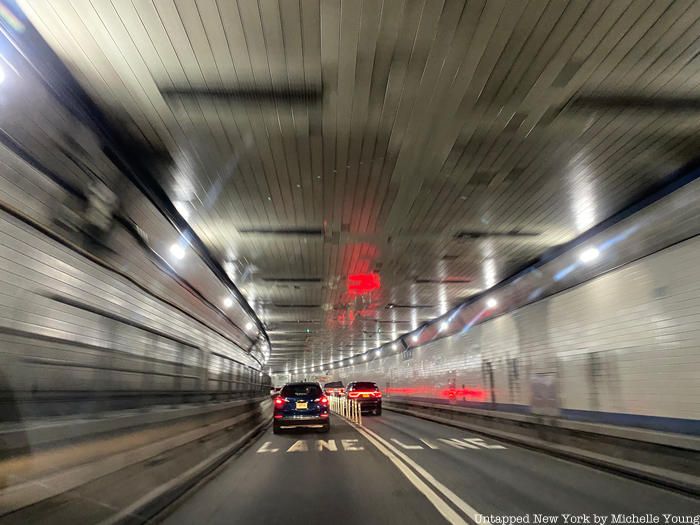 Inside Lincoln Tunnel with cars