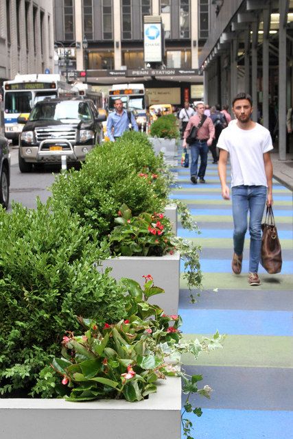 32nd Street Walkway-34th Street Partnership-Extended Sidewalk-Colorful-Penn Station Madison Square Garden-Greeley Square-Herald Square-NYC-001