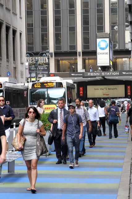 32nd Street Walkway-34th Street Partnership-Extended Sidewalk-Colorful-Penn Station Madison Square Garden-Greeley Square-Herald Square-NYC