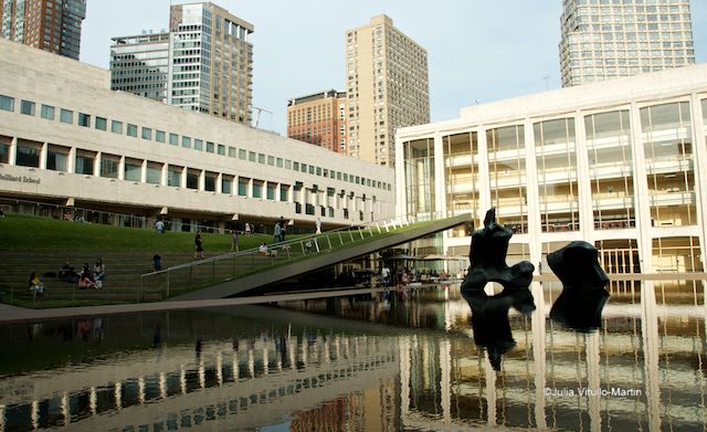 The North Plaza, with the Hypar Pavilion on the left and Henry Moore's Reclining Figure in the Milstein Pool, has been radically redone.