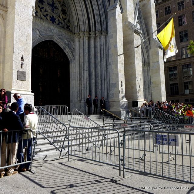 Workers at Entrance to St Patrick's Cathedral Pope Untapped Cities AFineLyne