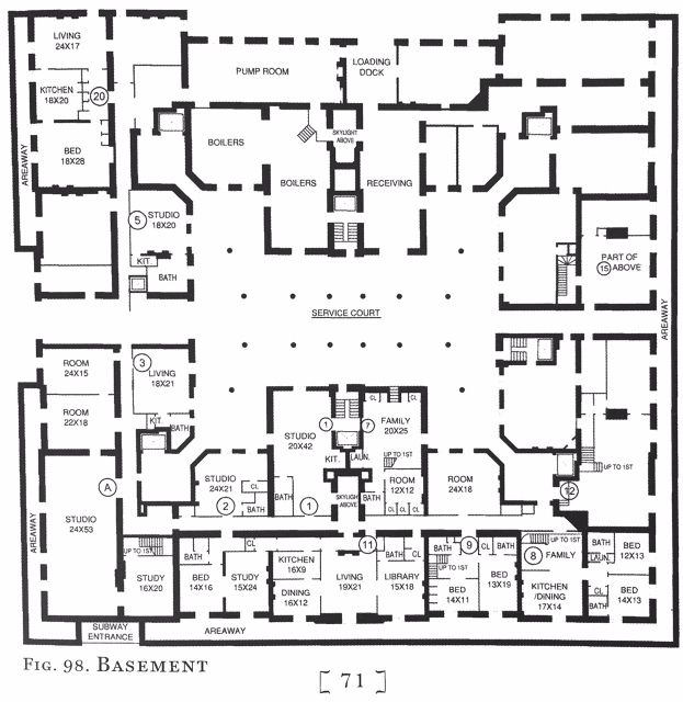 Basement Floor Plan-THe Dakota Apartments-Upper West Side-Central Park West-NYC