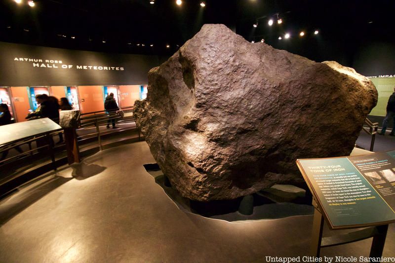 meteorite inside the Arthur Ross Hall at the AMNH